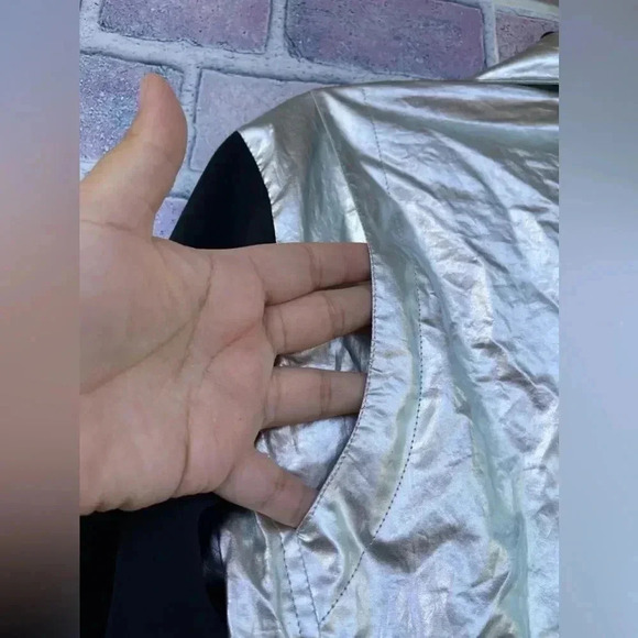 Rebecca Minkoff moto jacket with a striking foil finish small - Picture 15 of 16